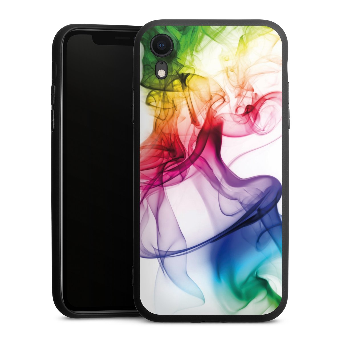 iPhone Xr Handy Premium Silikon Hülle Handyhülle schwarz Case Water Colour Rainbow Silikon Premium Case