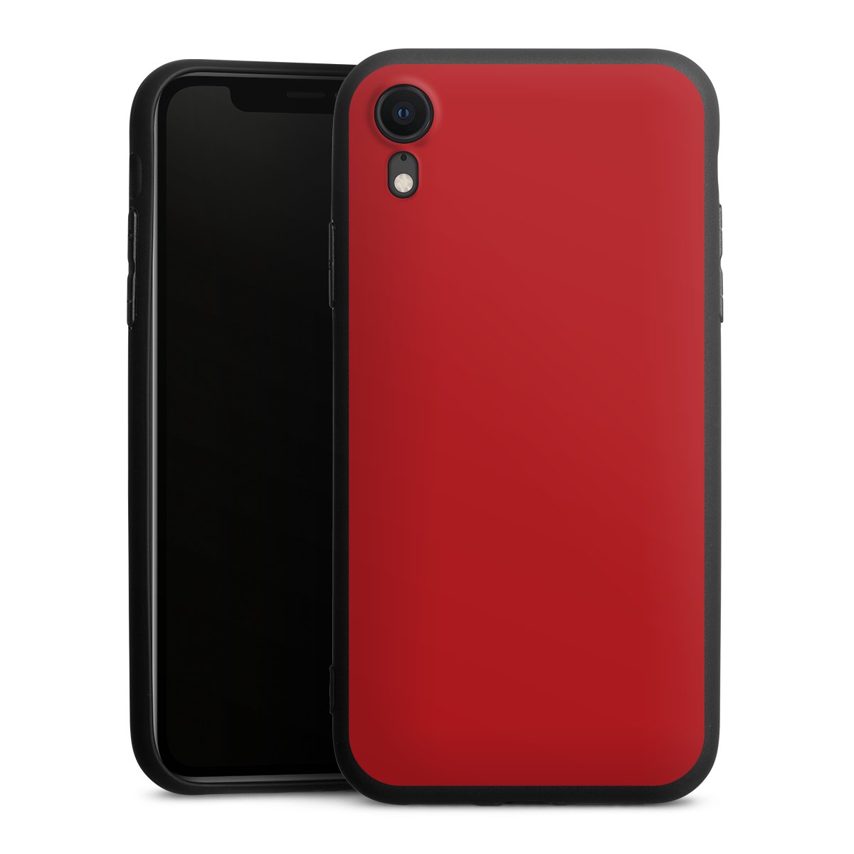 iPhone Xr Handy Premium Silikon Hülle Handyhülle schwarz Case Colour Unicoloured Red Silikon Premium Case