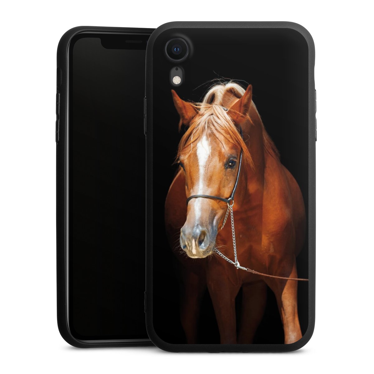 iPhone Xr Handy Premium Silikon Hülle Handyhülle schwarz Case Mare Horse Hobby Silikon Premium Case