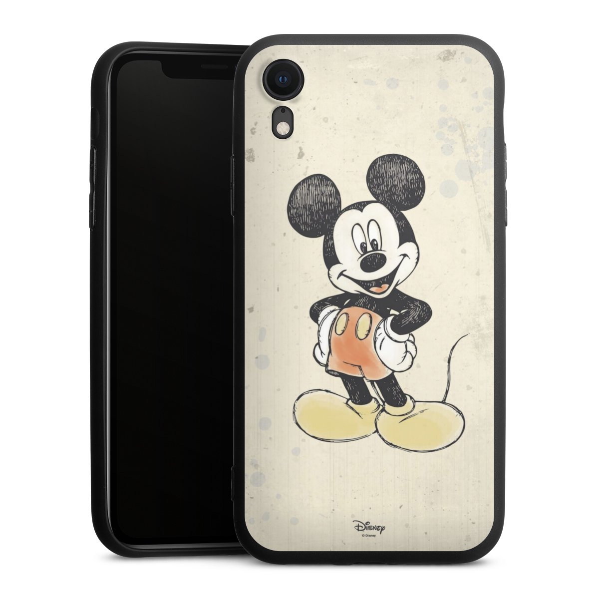 iPhone Xr Handy Premium Silikon Hülle Handyhülle schwarz Case Water Colour Mickey & Minnie Mouse Official Licensed Product Silikon Premium Case