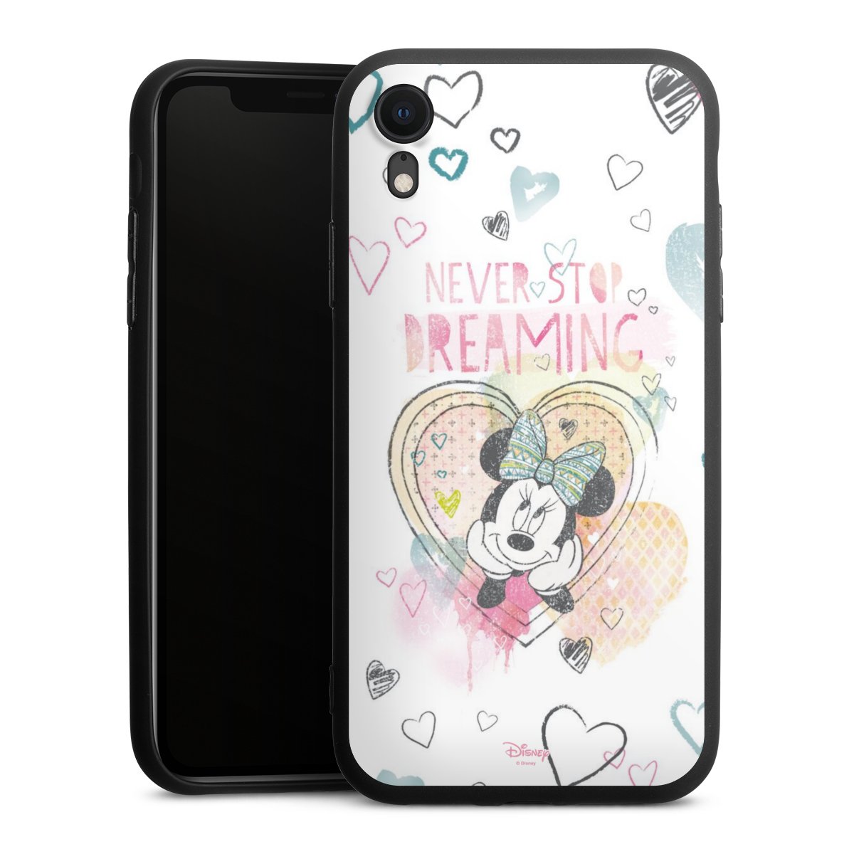 iPhone Xr Handy Premium Silikon Hülle Handyhülle schwarz Case Disney Official Licensed Product Minnie Mouse Silikon Premium Case