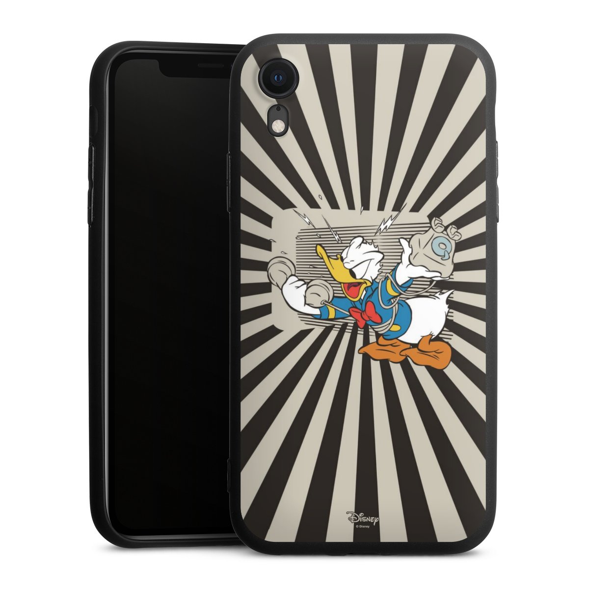 iPhone Xr Handy Premium Silikon Hülle Handyhülle schwarz Case Donald Duck Disney Official Licensed Product Silikon Premium Case