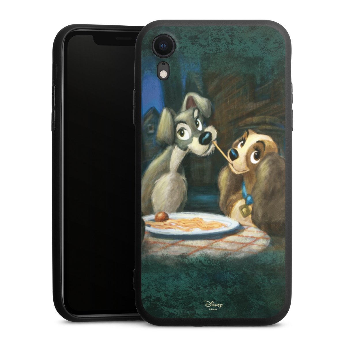 iPhone Xr Handy Premium Silikon Hülle Handyhülle schwarz Case Lady And The Tramp Official Licensed Product Disney Silikon Premium Case