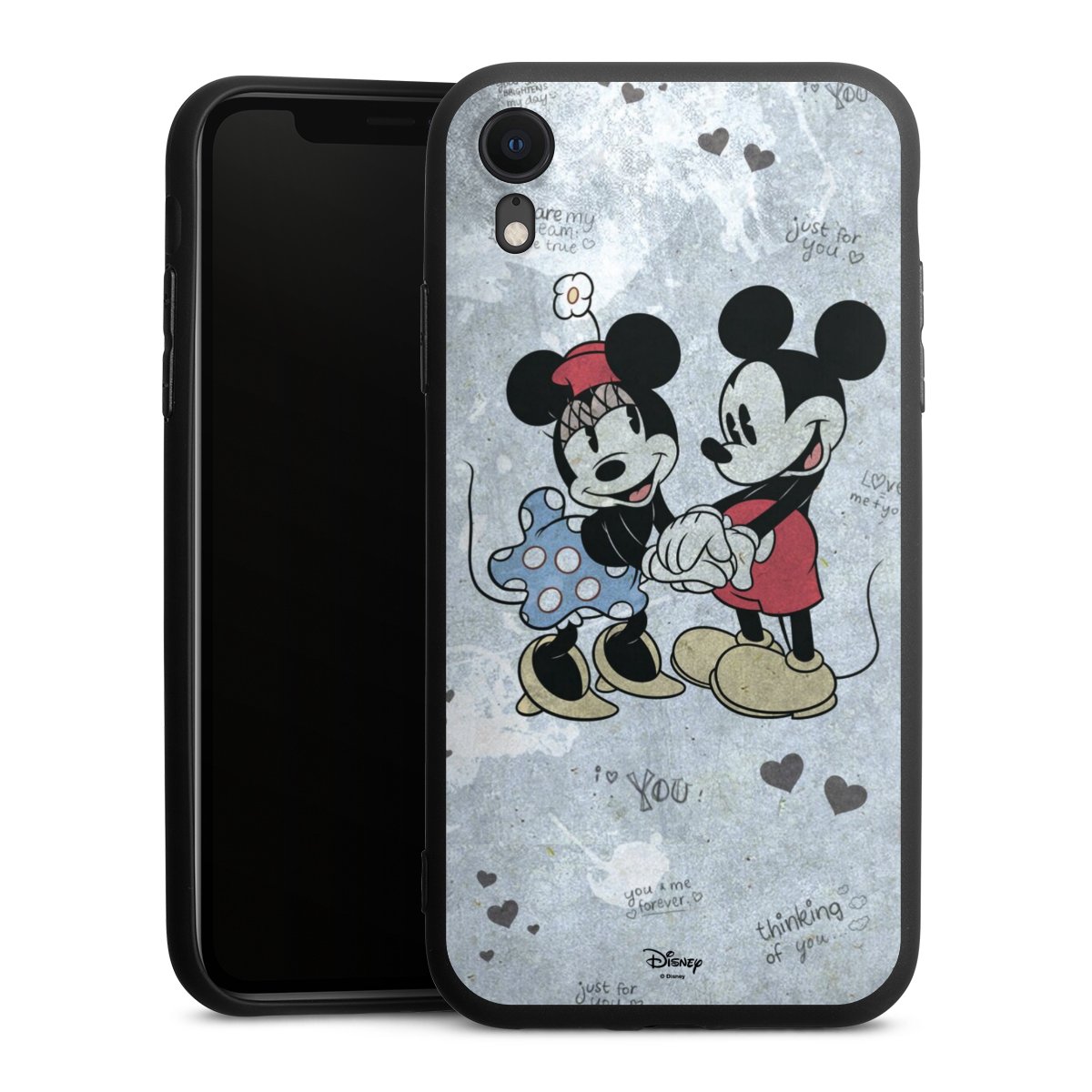 iPhone Xr Handy Premium Silikon Hülle Handyhülle schwarz Case Mickey & Minnie Mouse Vintage Disney Silikon Premium Case