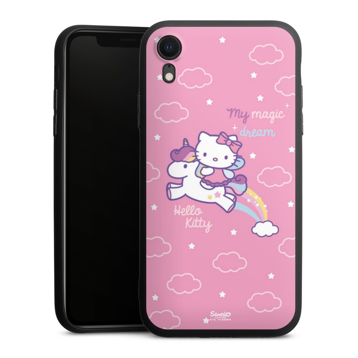 iPhone Xr Handy Premium Silikon Hülle Handyhülle schwarz Case Einhorn Official Licensed Product Hello Kitty Silikon Premium Case