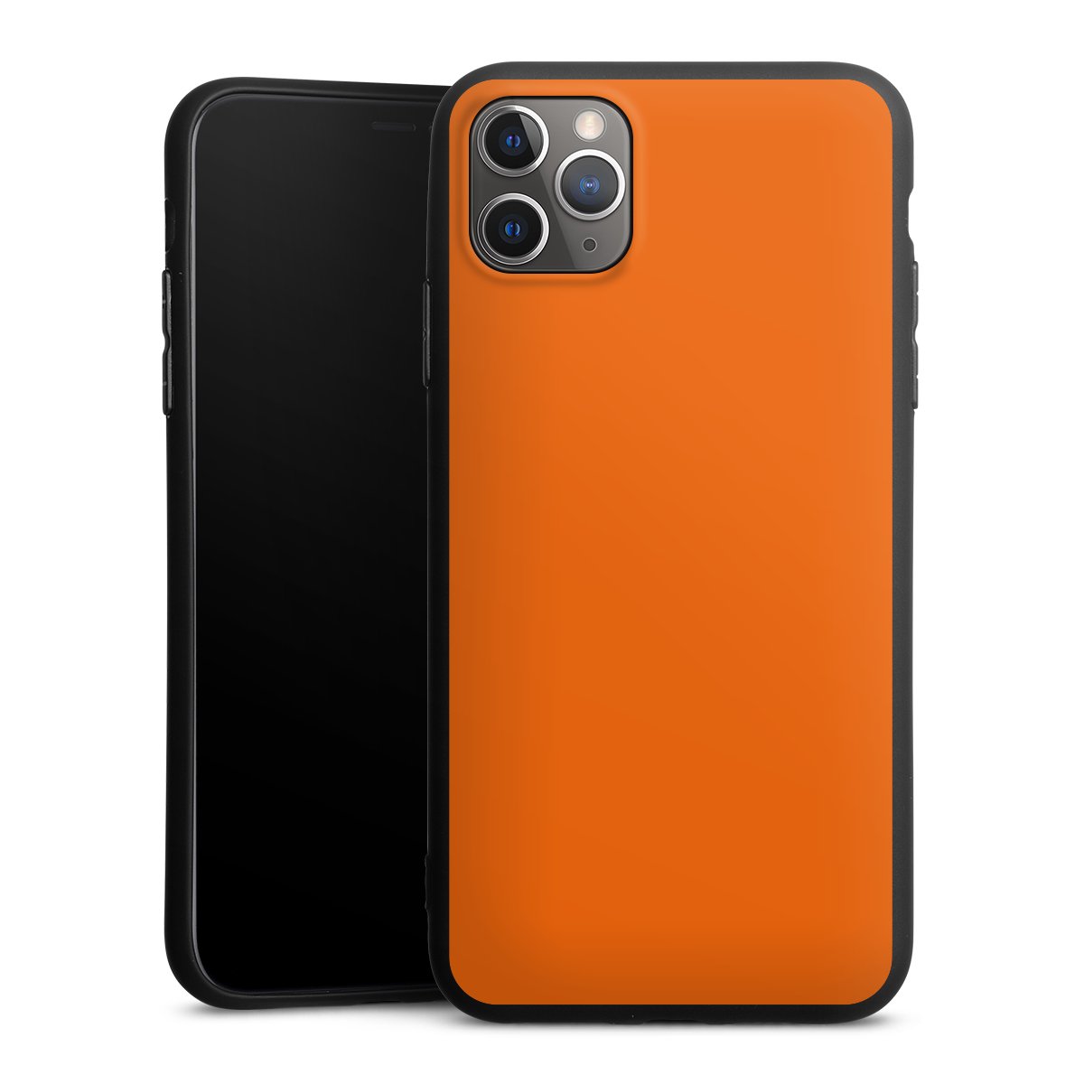 iPhone 11 Pro Max Handy Premium Silikon Hülle Handyhülle schwarz Case Orange Colour Unicoloured Silikon Premium Case