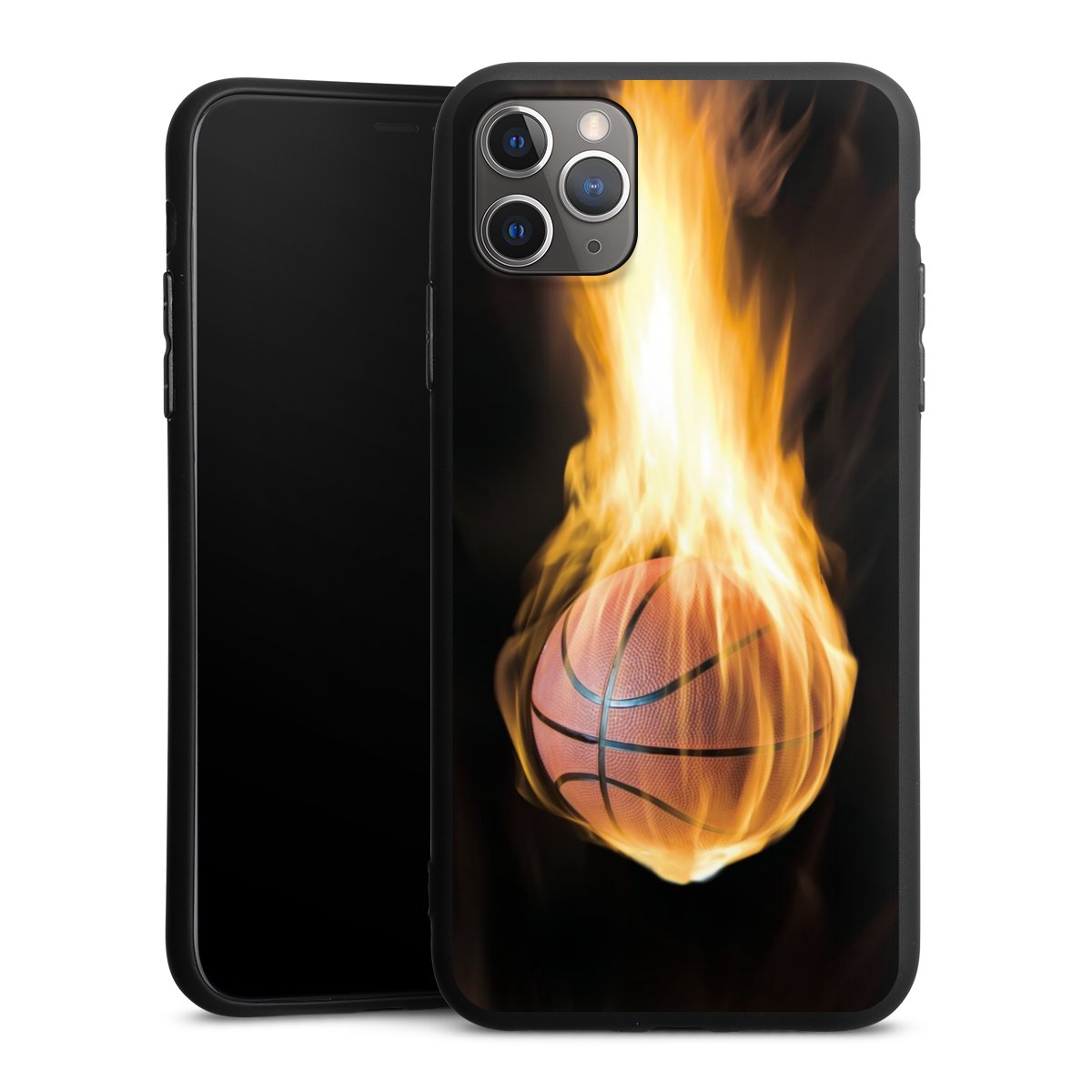 iPhone 11 Pro Max Handy Premium Silikon Hülle Handyhülle schwarz Case Basketball Sports Fire Silikon Premium Case