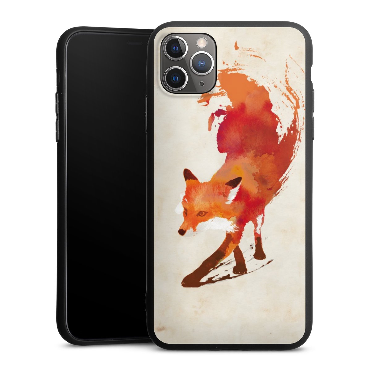 iPhone 11 Pro Max Handy Premium Silikon Hülle Handyhülle schwarz Case Fox Graphic Silikon Premium Case