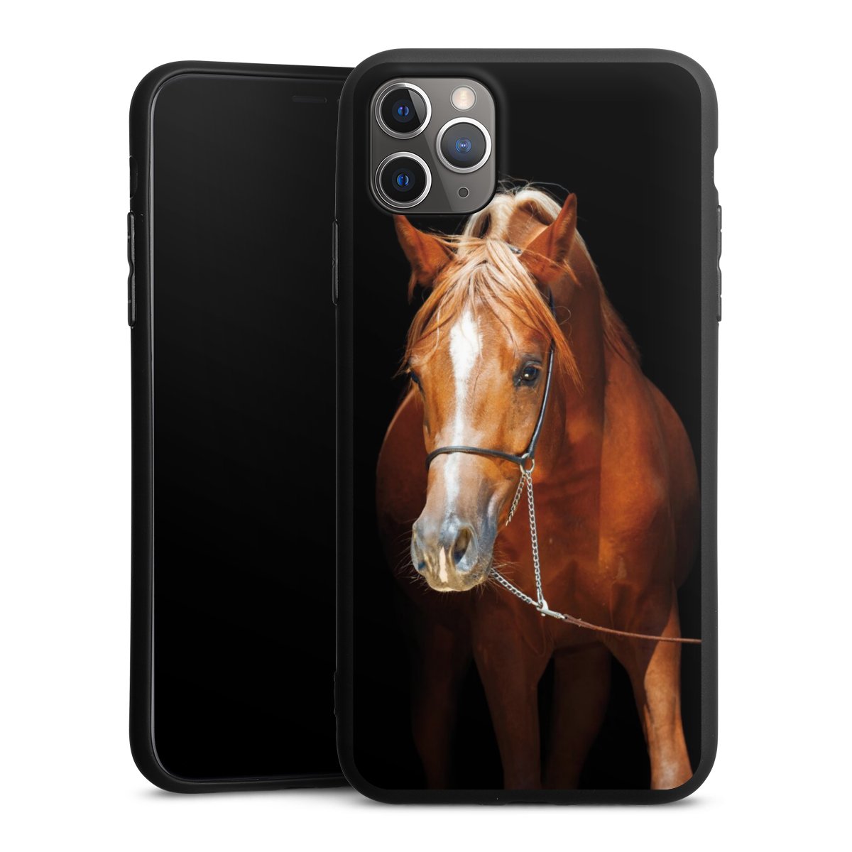 iPhone 11 Pro Max Handy Premium Silikon Hülle Handyhülle schwarz Case Mare Horse Hobby Silikon Premium Case