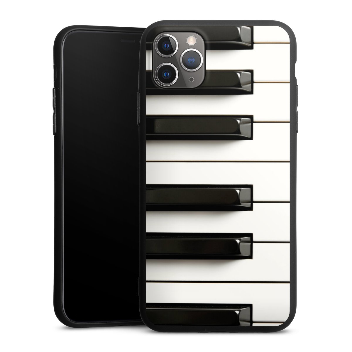 iPhone 11 Pro Max Handy Premium Silikon Hülle Handyhülle schwarz Case Klavier Piano Music Silikon Premium Case