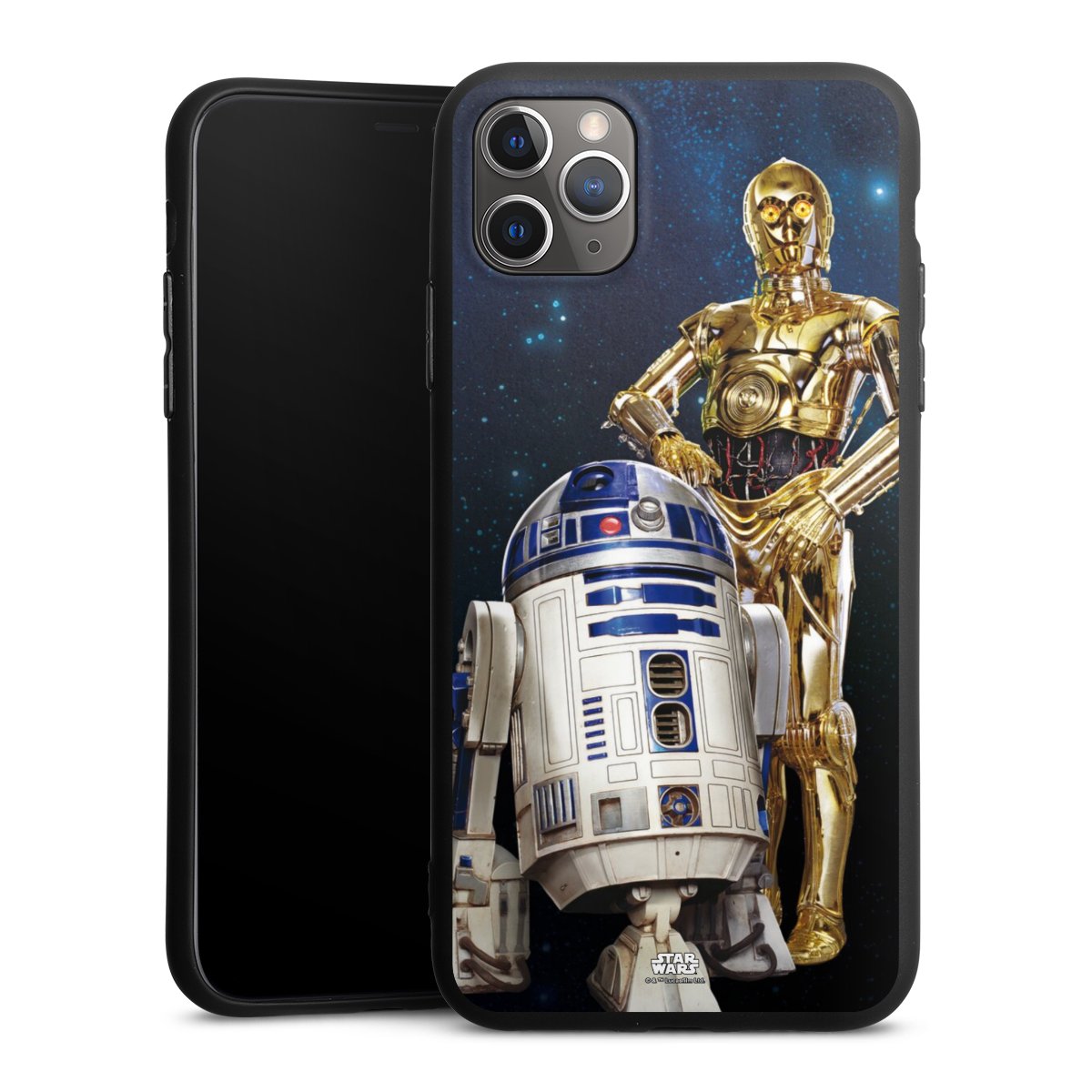 iPhone 11 Pro Max Handy Premium Silikon Hülle Handyhülle schwarz Case Weltall Star Wars R2d2 Silikon Premium Case