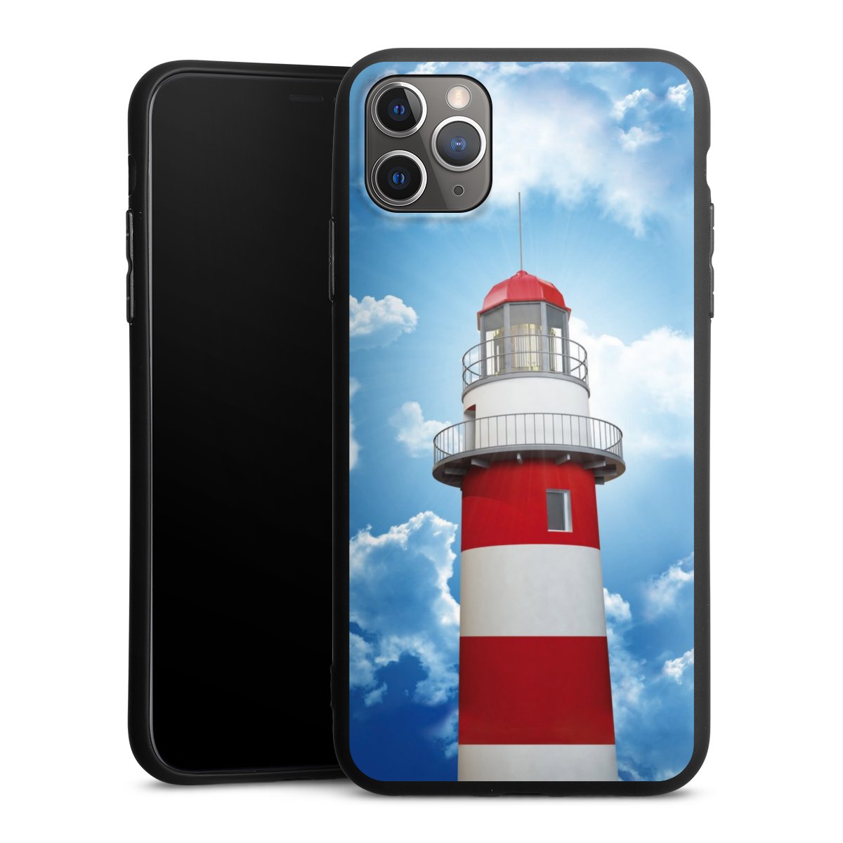 iPhone 11 Pro Max Handy Premium Silikon Hülle Handyhülle schwarz Case Lighthouse Sky Cloud Silikon Premium Case