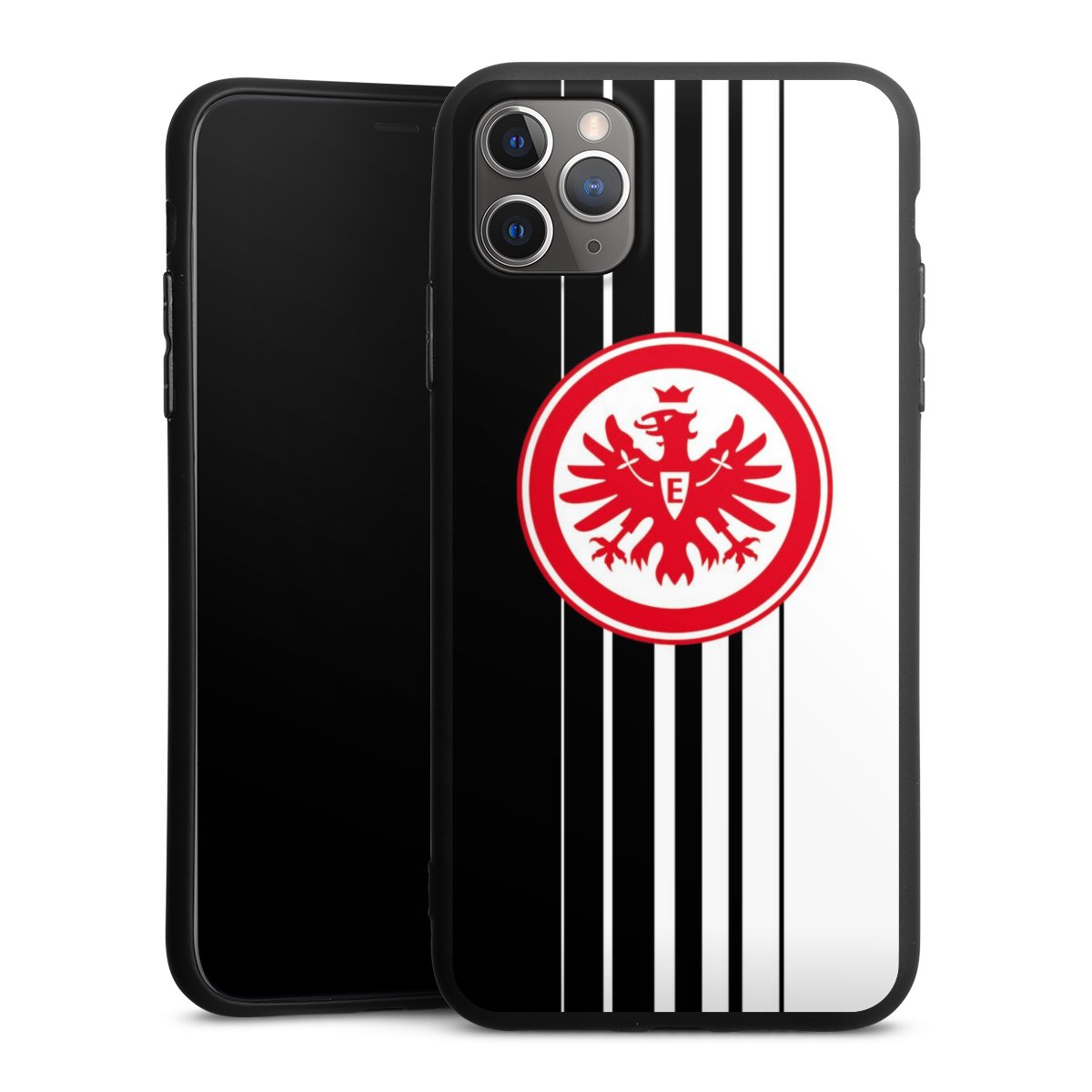 iPhone 11 Pro Max Handy Premium Silikon Hülle Handyhülle schwarz Case Stripes Eintracht Frankfurt Official Licensed Product Silikon Premium Case