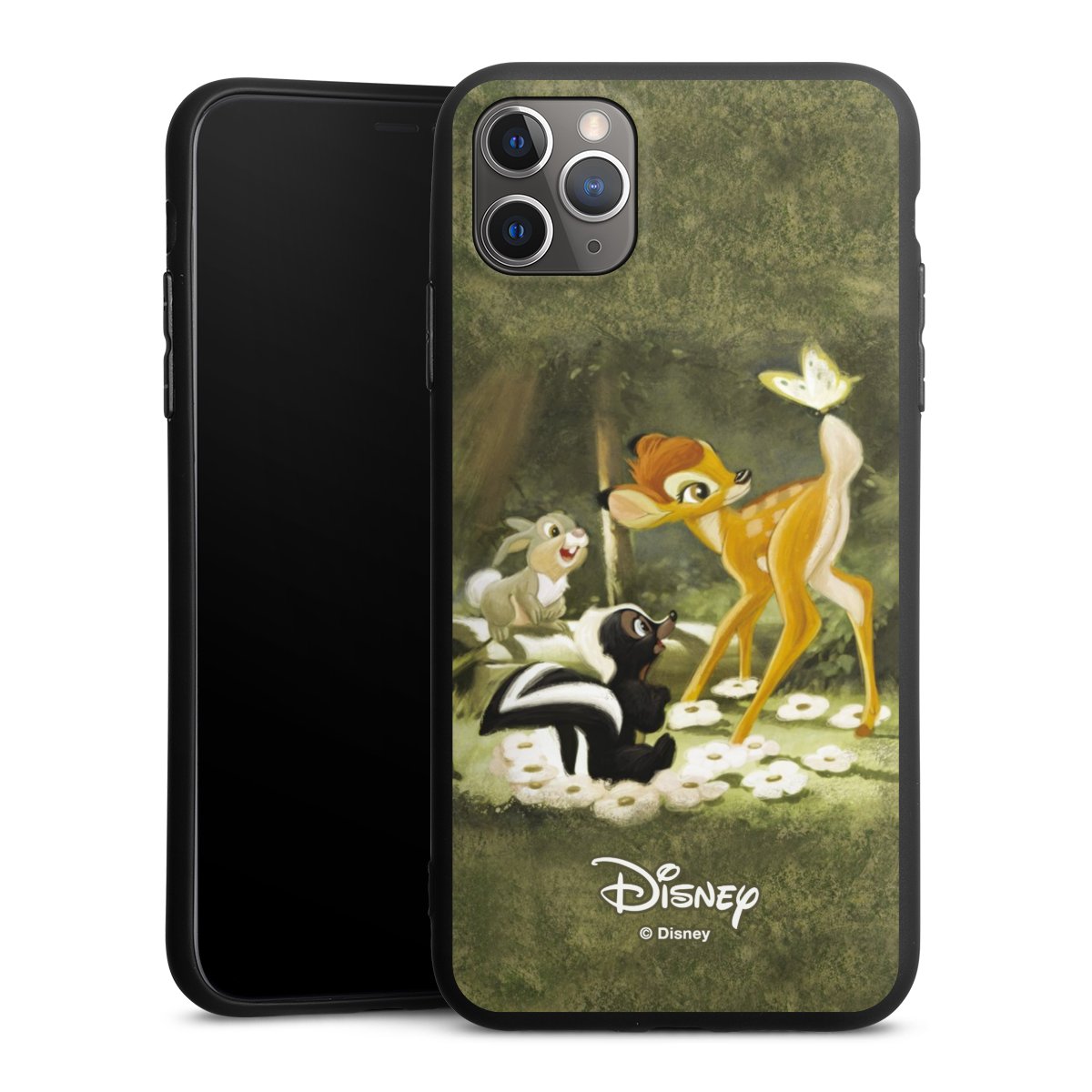 iPhone 11 Pro Max Handy Premium Silikon Hülle Handyhülle schwarz Case Disney Official Licensed Product Bambi Silikon Premium Case