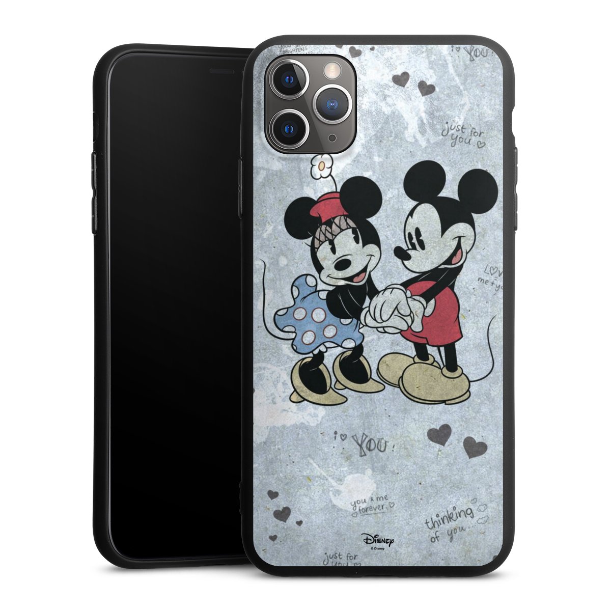 iPhone 11 Pro Max Handy Premium Silikon Hülle Handyhülle schwarz Case Mickey & Minnie Mouse Vintage Disney Silikon Premium Case