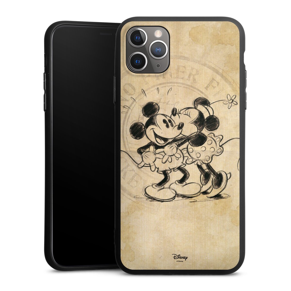 iPhone 11 Pro Max Handy Premium Silikon Hülle Handyhülle schwarz Case Mickey Mouse Vintage Minnie Mouse Silikon Premium Case