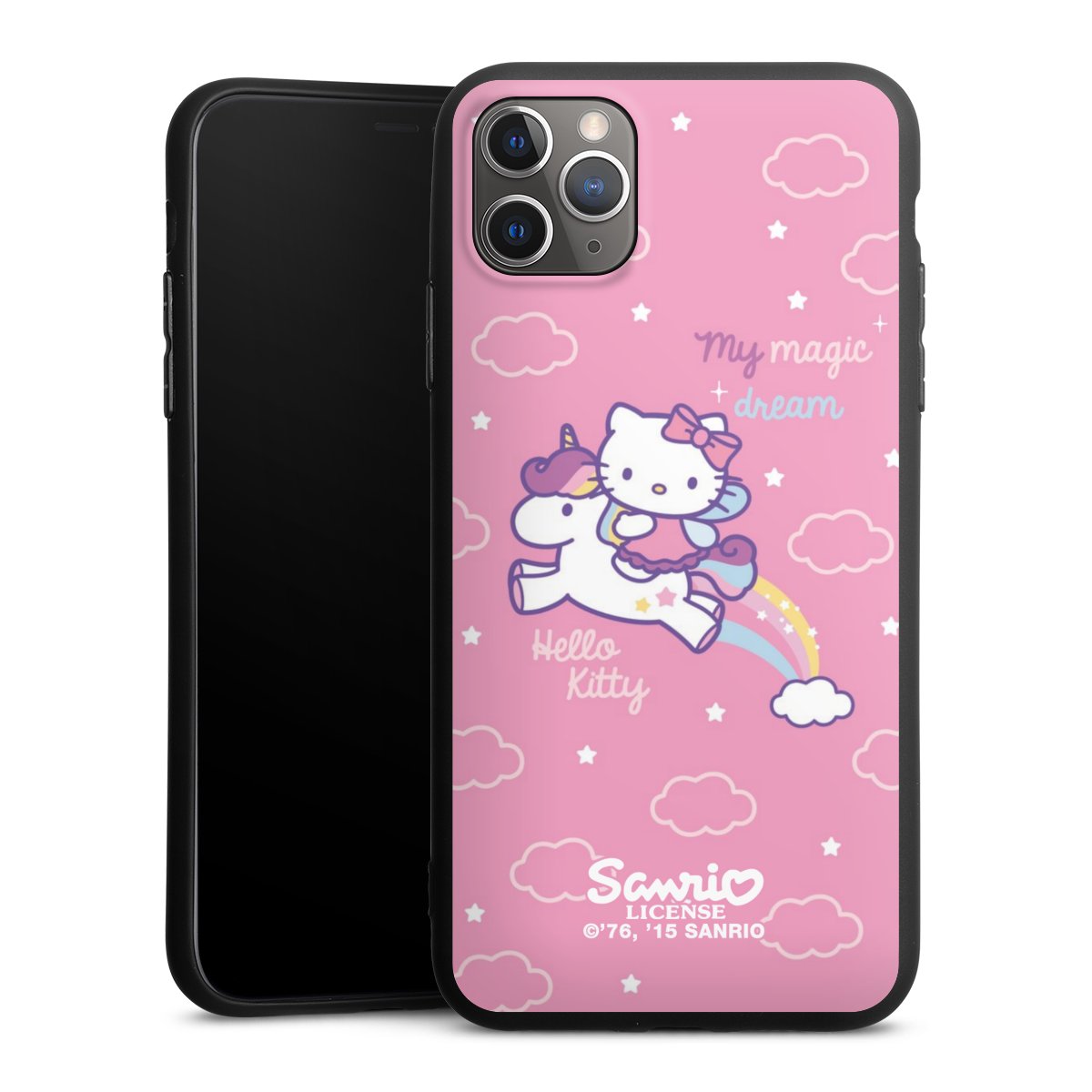 iPhone 11 Pro Max Handy Premium Silikon Hülle Handyhülle schwarz Case Einhorn Official Licensed Product Hello Kitty Silikon Premium Case