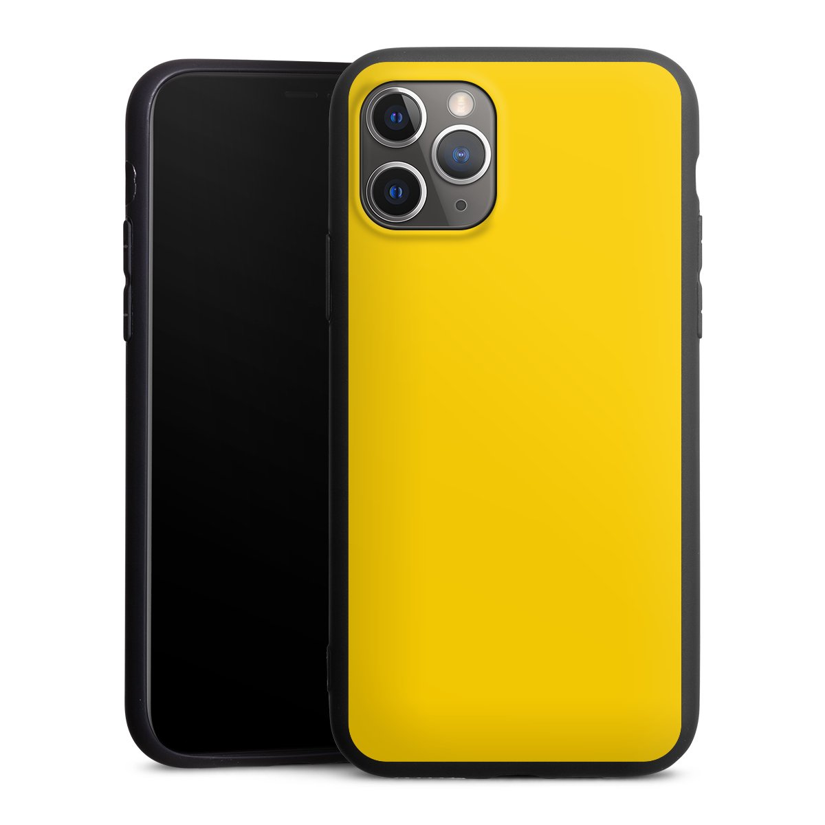 iPhone 11 Pro Handy Premium Silikon Hülle Handyhülle schwarz Case Yellow Unicoloured Colour Silikon Premium Case