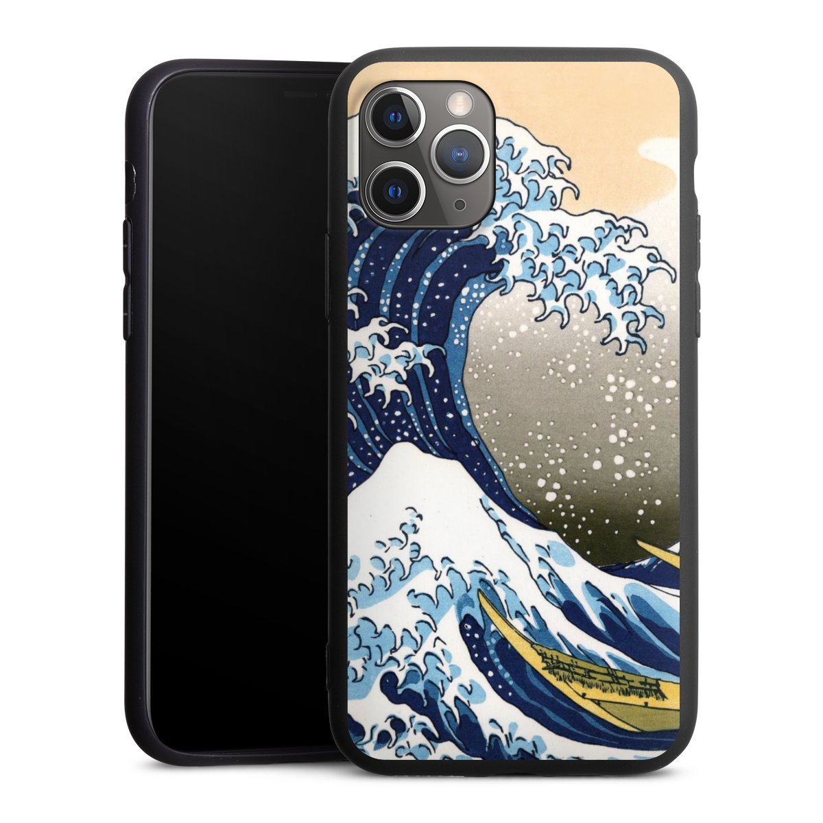 iPhone 11 Pro Handy Premium Silikon Hülle Handyhülle schwarz Case Kunst Katsushika Hokusai Die Große Welle Vor Kanagawa Silikon Premium Case