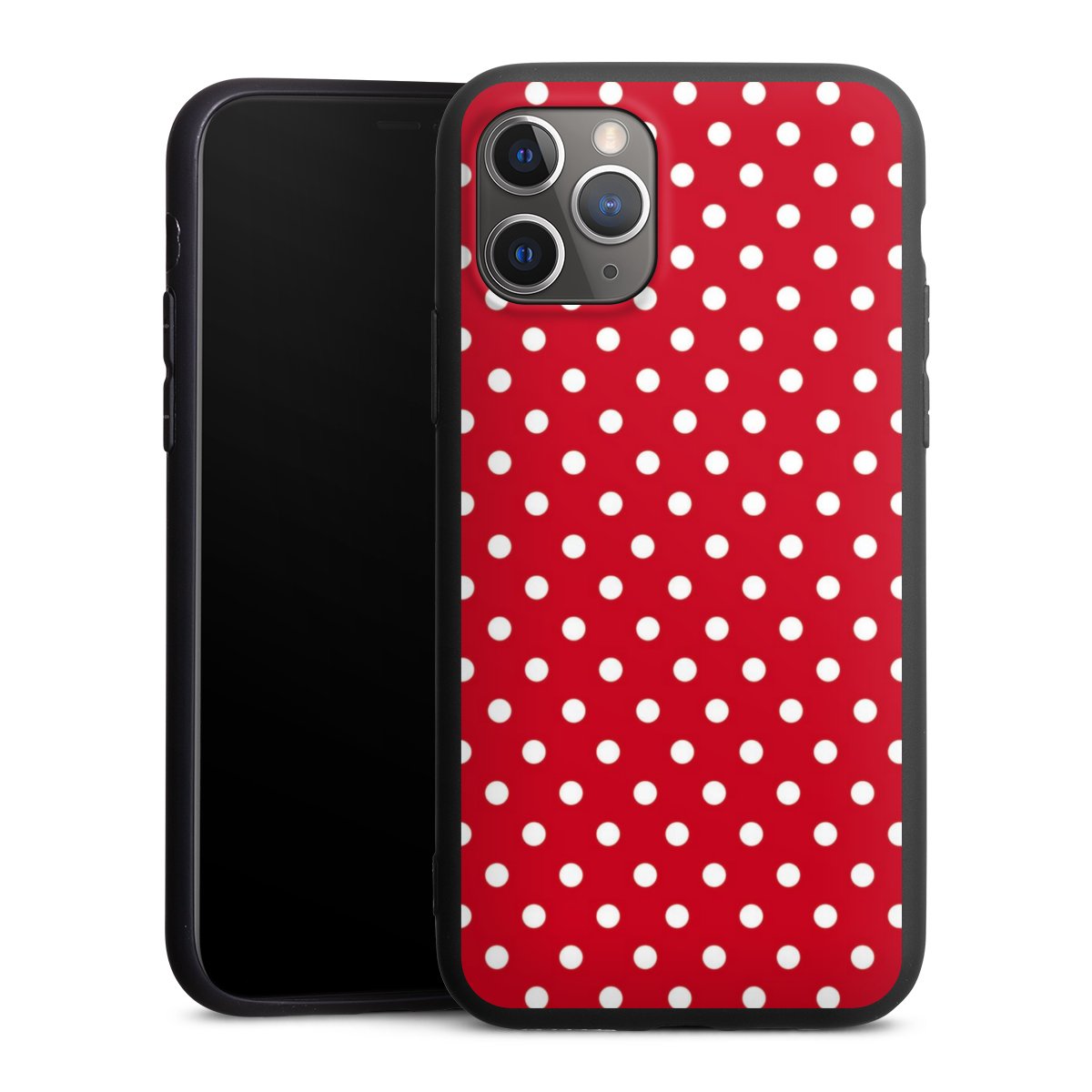 iPhone 11 Pro Handy Premium Silikon Hülle Handyhülle schwarz Case Points Polka Dots Retro Silikon Premium Case