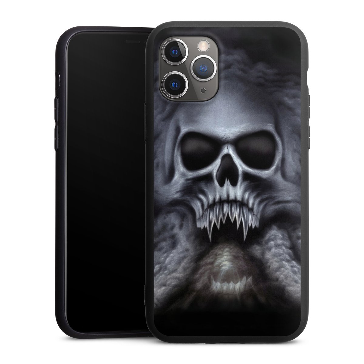 iPhone 11 Pro Handy Premium Silikon Hülle Handyhülle schwarz Case Totenkopf Skull Silikon Premium Case