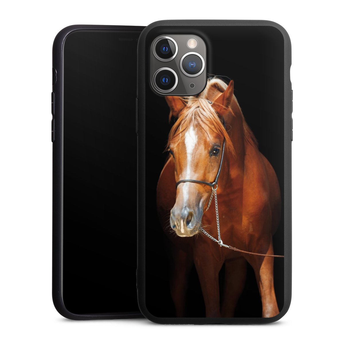 iPhone 11 Pro Handy Premium Silikon Hülle Handyhülle schwarz Case Mare Horse Hobby Silikon Premium Case