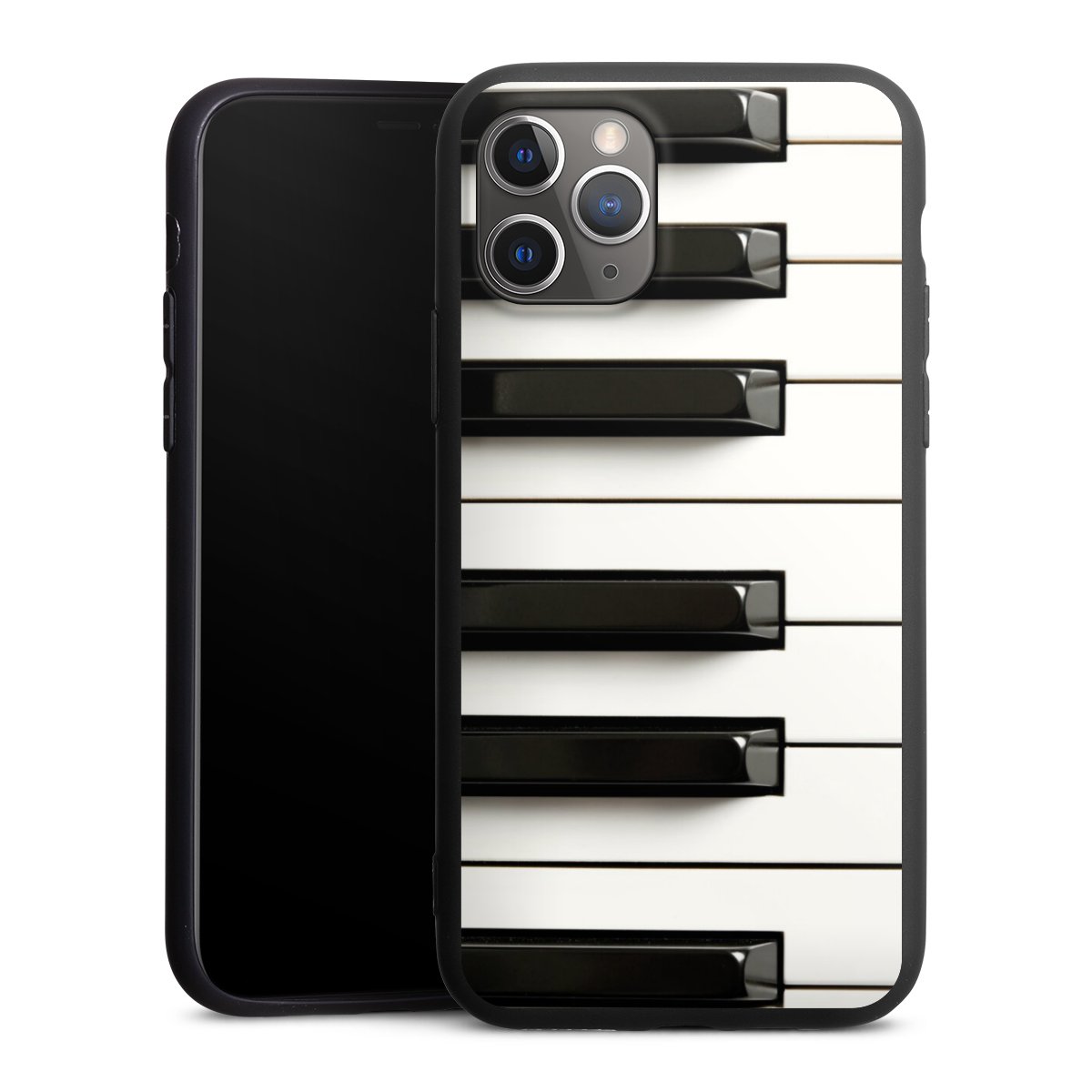 iPhone 11 Pro Handy Premium Silikon Hülle Handyhülle schwarz Case Klavier Piano Music Silikon Premium Case