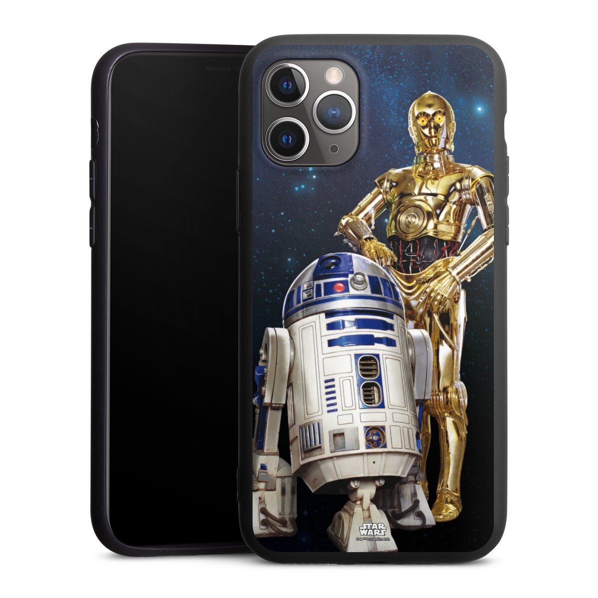 iPhone 11 Pro Handy Premium Silikon Hülle Handyhülle schwarz Case Weltall Star Wars R2d2 Silikon Premium Case