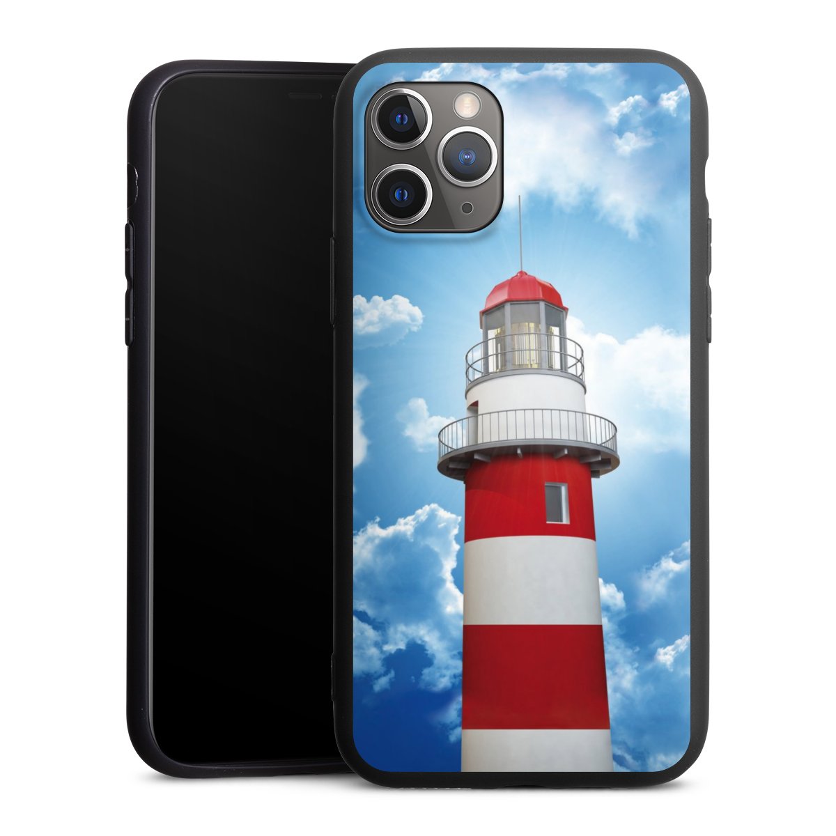 iPhone 11 Pro Handy Premium Silikon Hülle Handyhülle schwarz Case Lighthouse Sky Cloud Silikon Premium Case