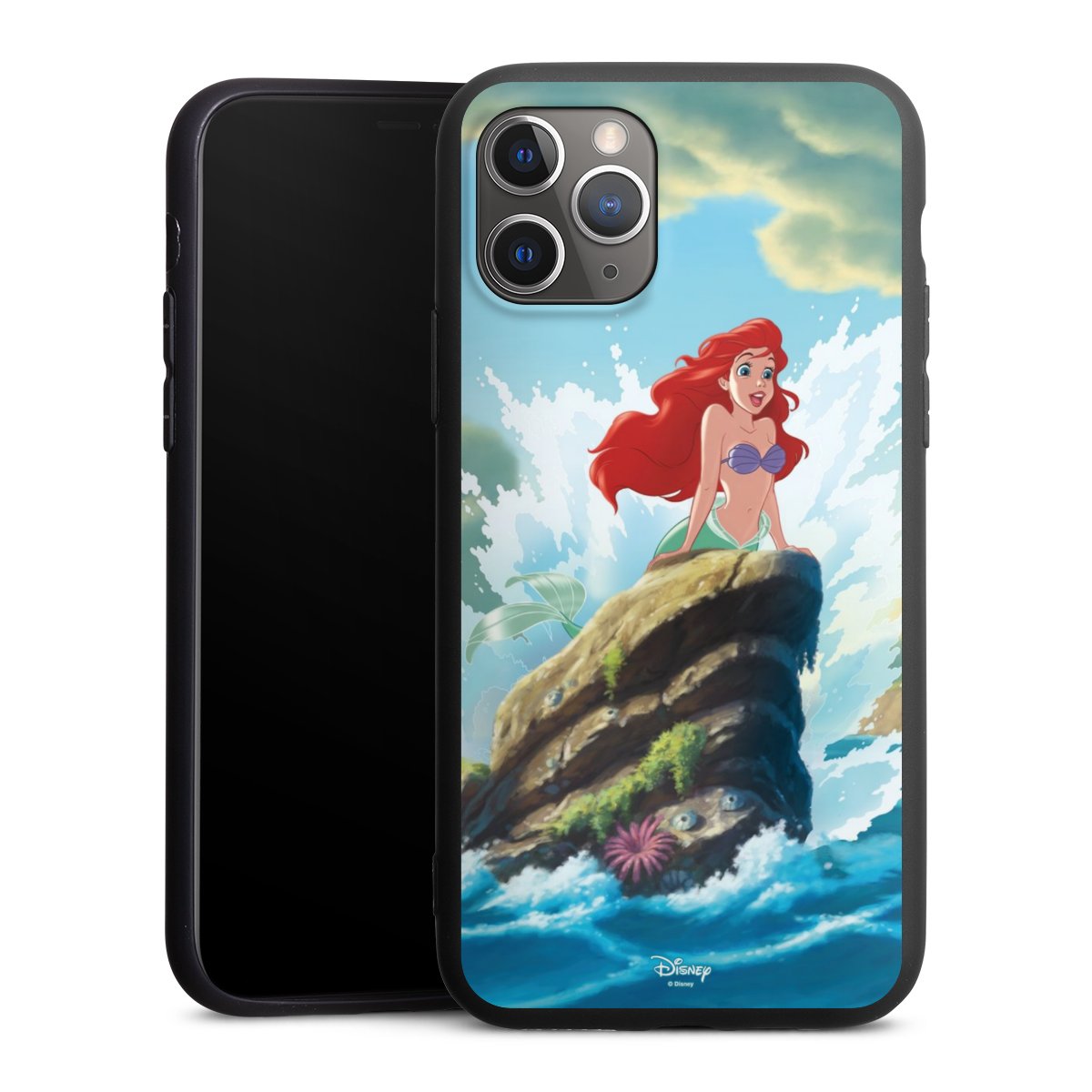 iPhone 11 Pro Handy Premium Silikon Hülle Handyhülle schwarz Case Mermaid Arielle Die Meerjungfrau Official Licensed Product Silikon Premium Case