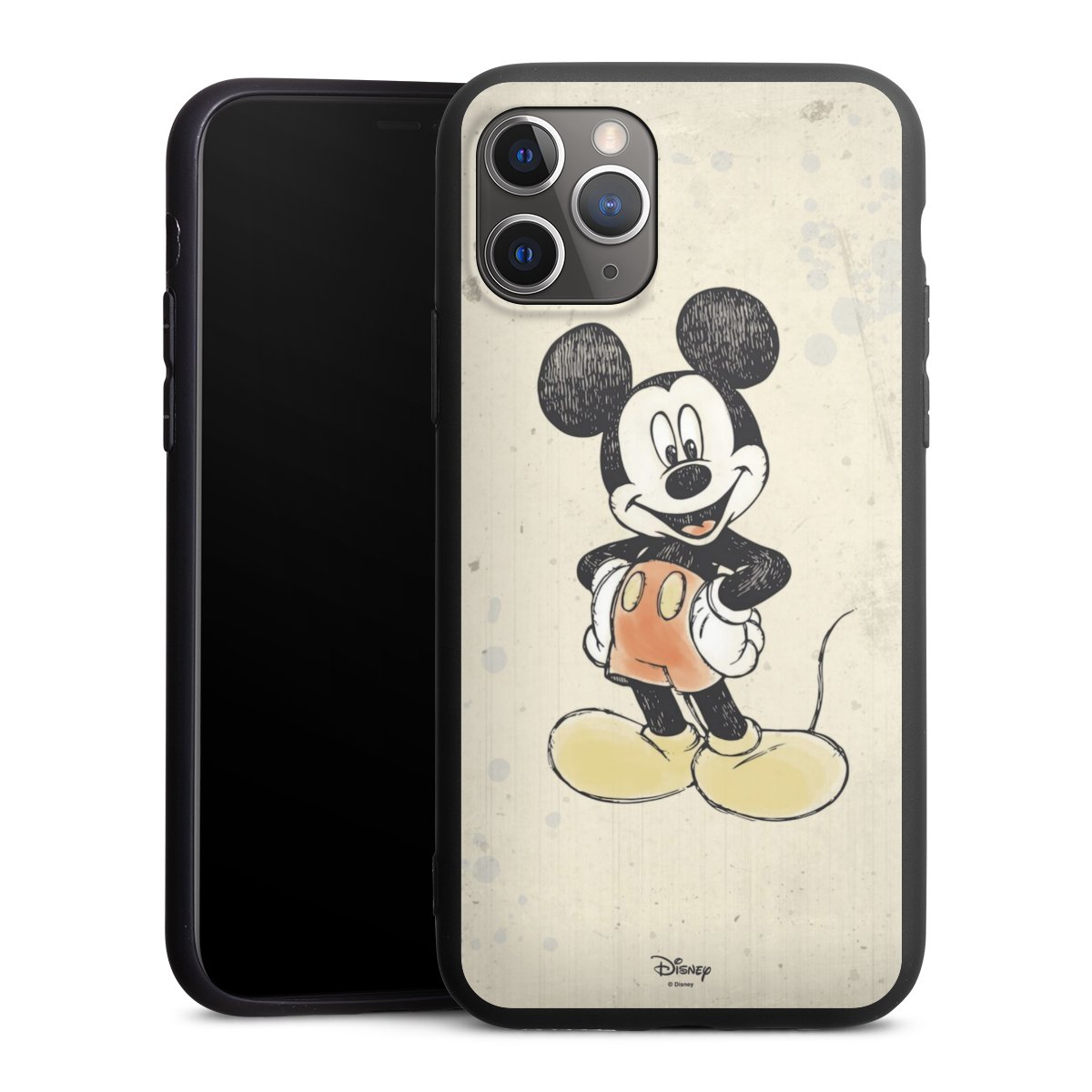 iPhone 11 Pro Handy Premium Silikon Hülle Handyhülle schwarz Case Water Colour Mickey & Minnie Mouse Official Licensed Product Silikon Premium Case