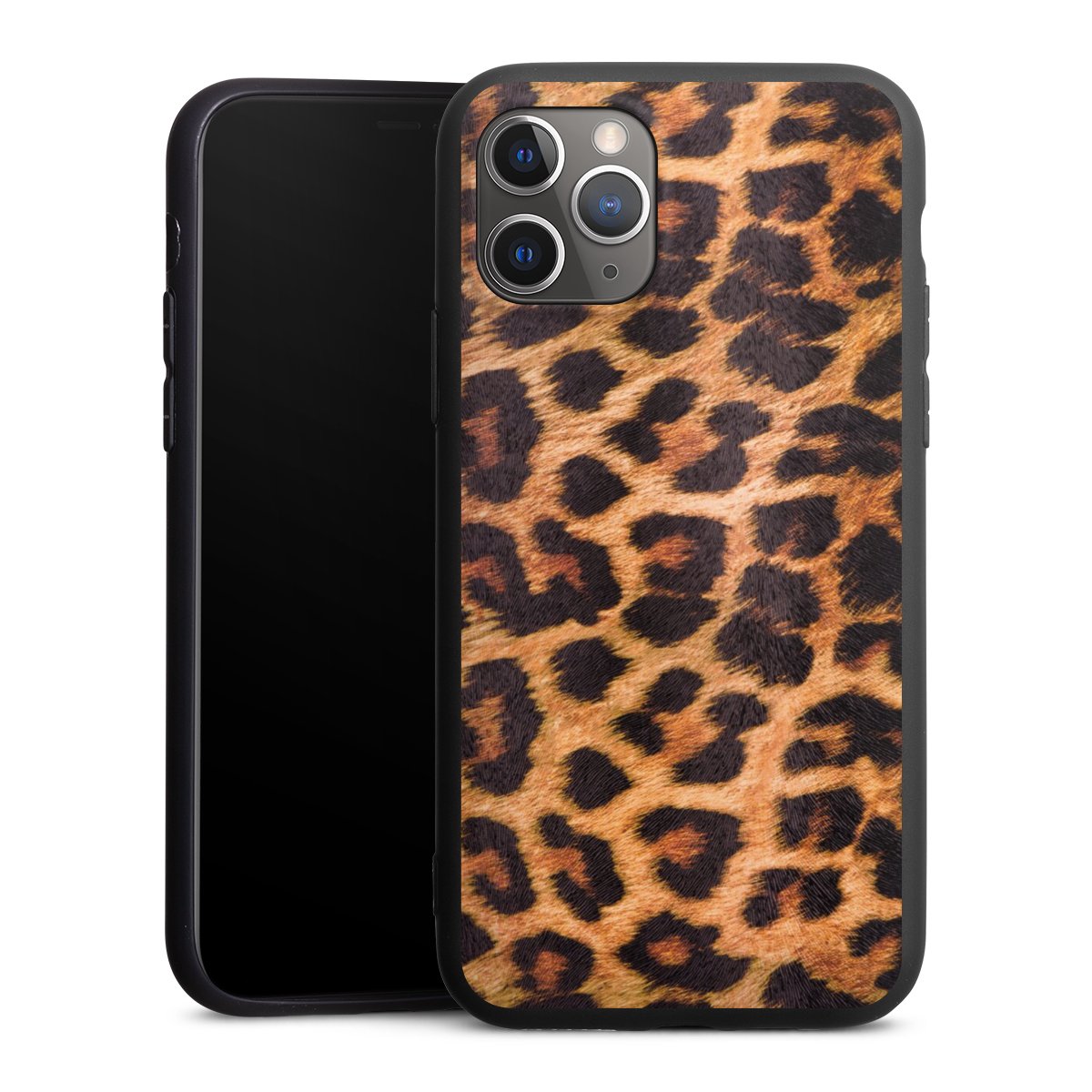 iPhone 11 Pro Handy Premium Silikon Hülle Handyhülle schwarz Case Animal Print Leopard Fur Silikon Premium Case