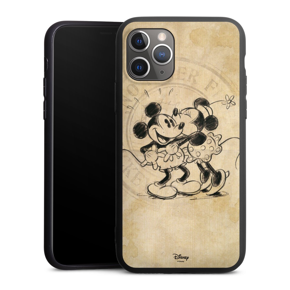 iPhone 11 Pro Handy Premium Silikon Hülle Handyhülle schwarz Case Mickey Mouse Vintage Minnie Mouse Silikon Premium Case