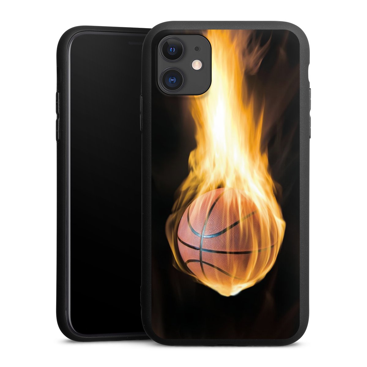 iPhone 11 Handy Premium Silikon Hülle Handyhülle schwarz Case Basketball Sports Fire Silikon Premium Case