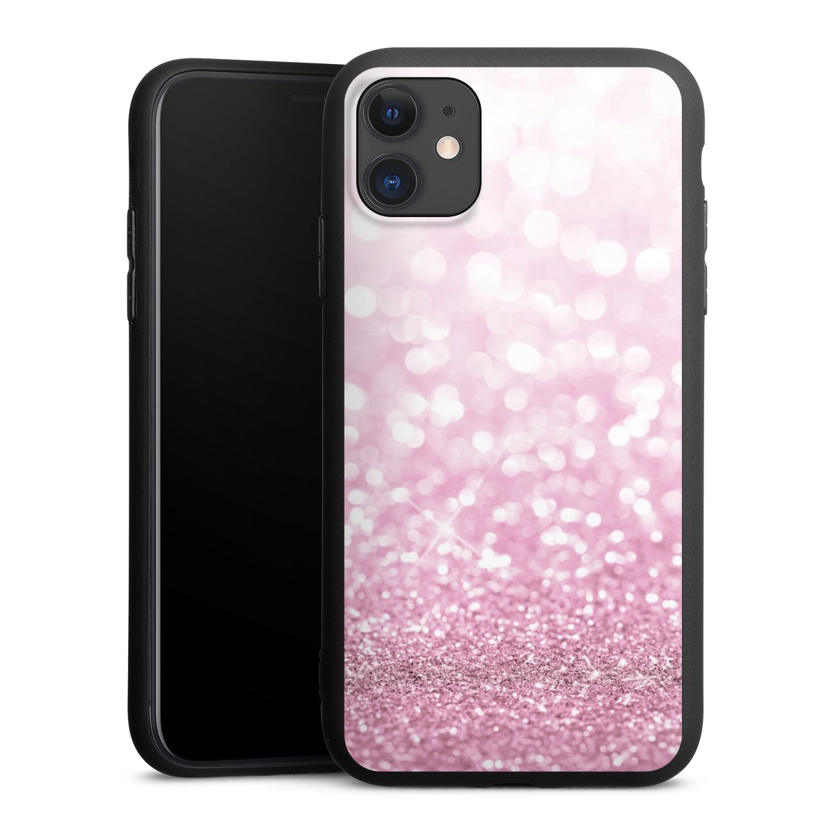 iPhone 11 Handy Premium Silikon Hülle Handyhülle schwarz Case Glitzer Pink Shine Silikon Premium Case