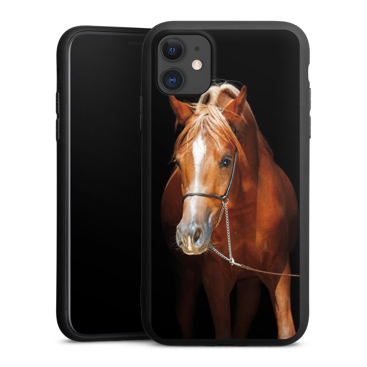 iPhone 11 Handy Premium Silikon Hülle Handyhülle schwarz Case Mare Horse Hobby Silikon Premium Case