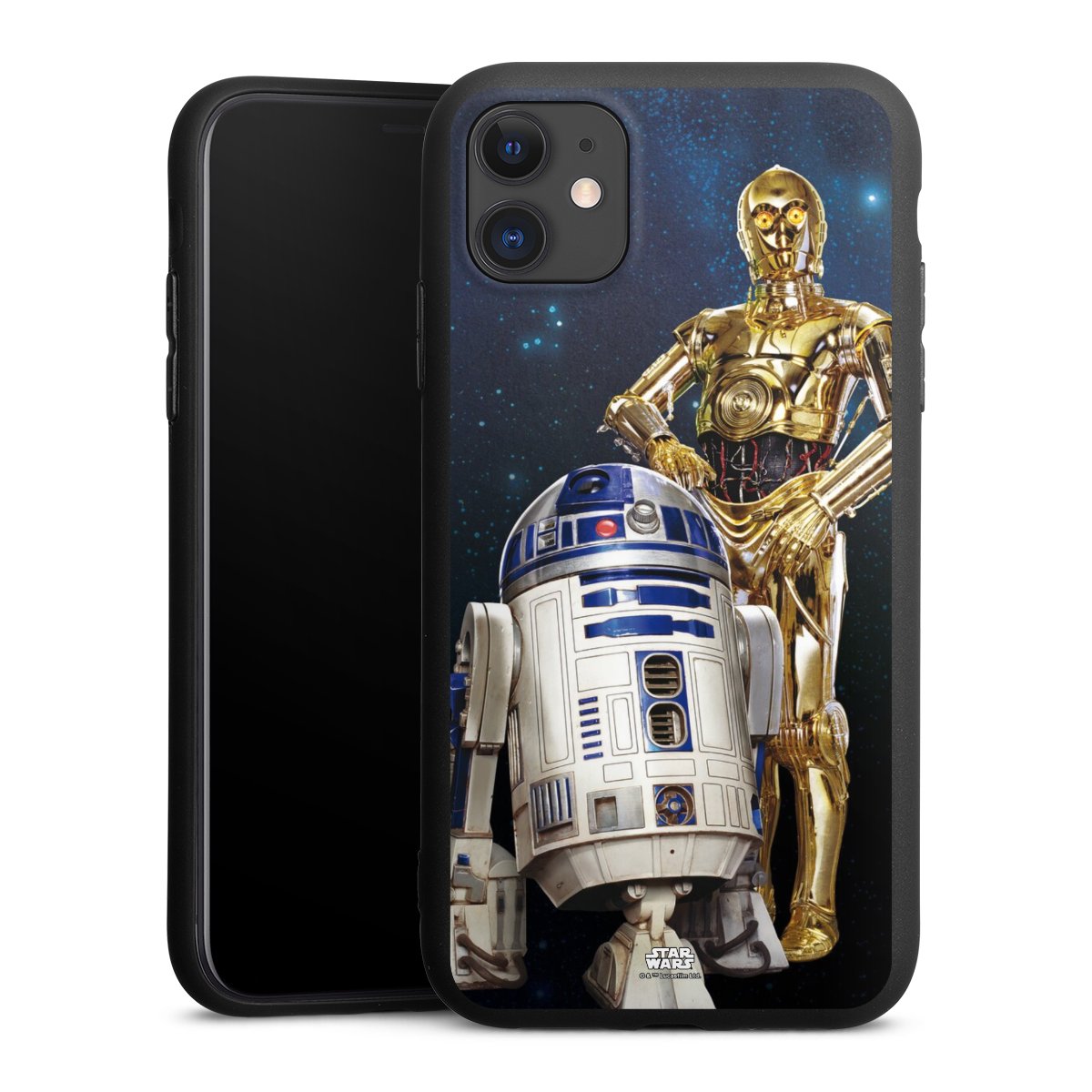 iPhone 11 Handy Premium Silikon Hülle Handyhülle schwarz Case Weltall Star Wars R2d2 Silikon Premium Case