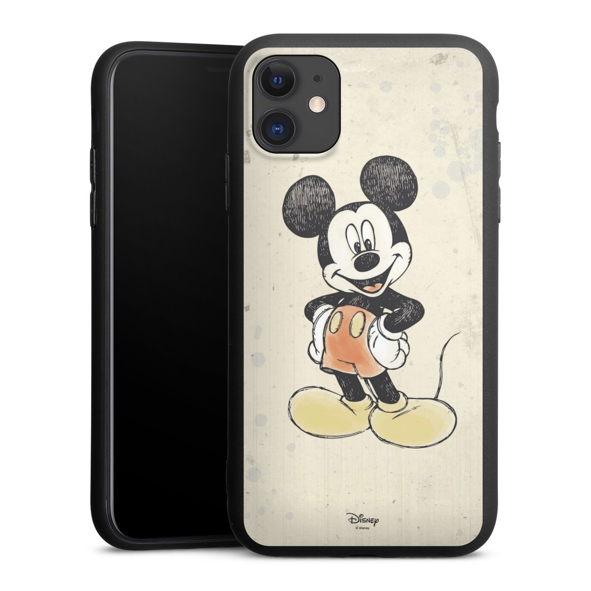 iPhone 11 Handy Premium Silikon Hülle Handyhülle schwarz Case Water Colour Mickey & Minnie Mouse Official Licensed Product Silikon Premium Case