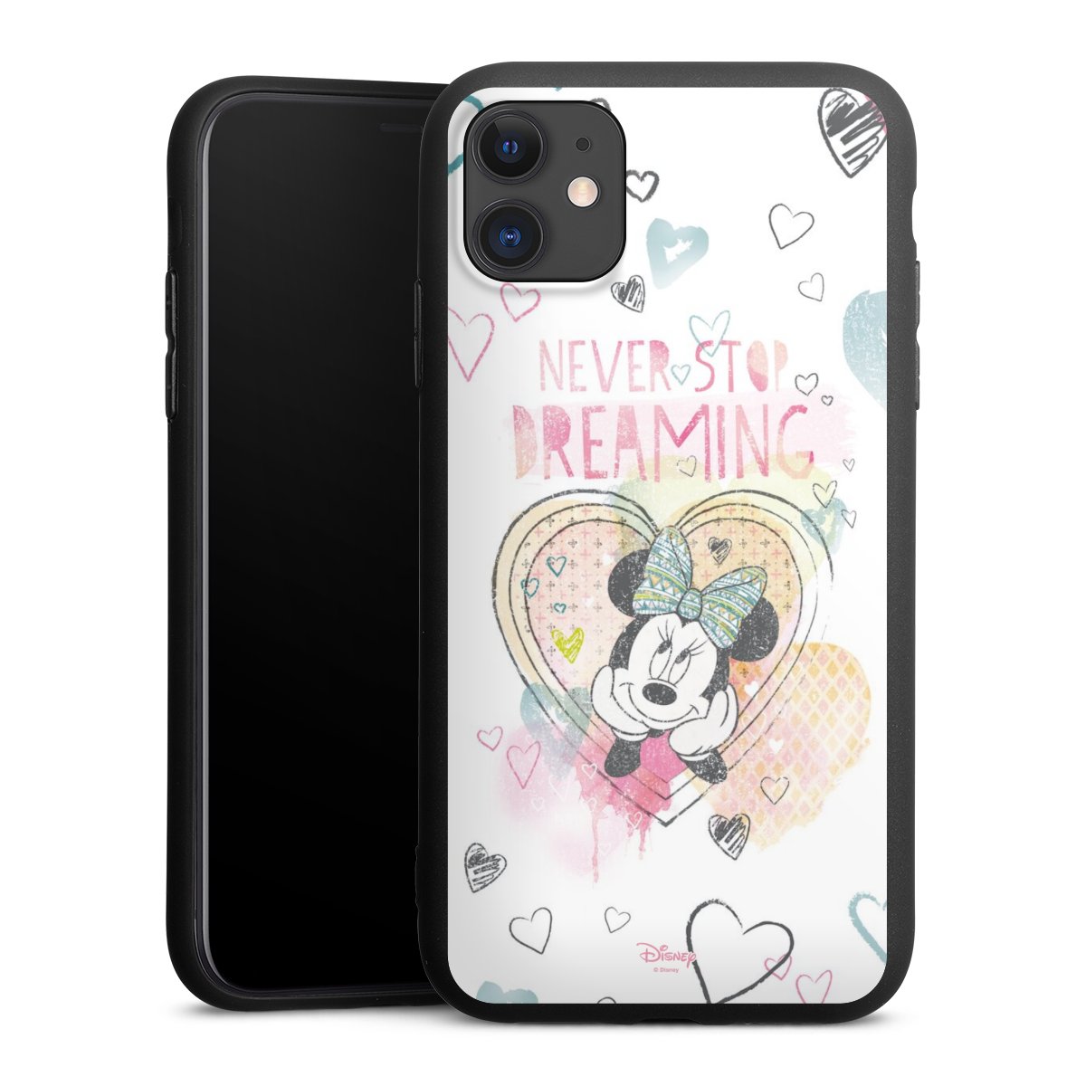 iPhone 11 Handy Premium Silikon Hülle Handyhülle schwarz Case Disney Official Licensed Product Minnie Mouse Silikon Premium Case