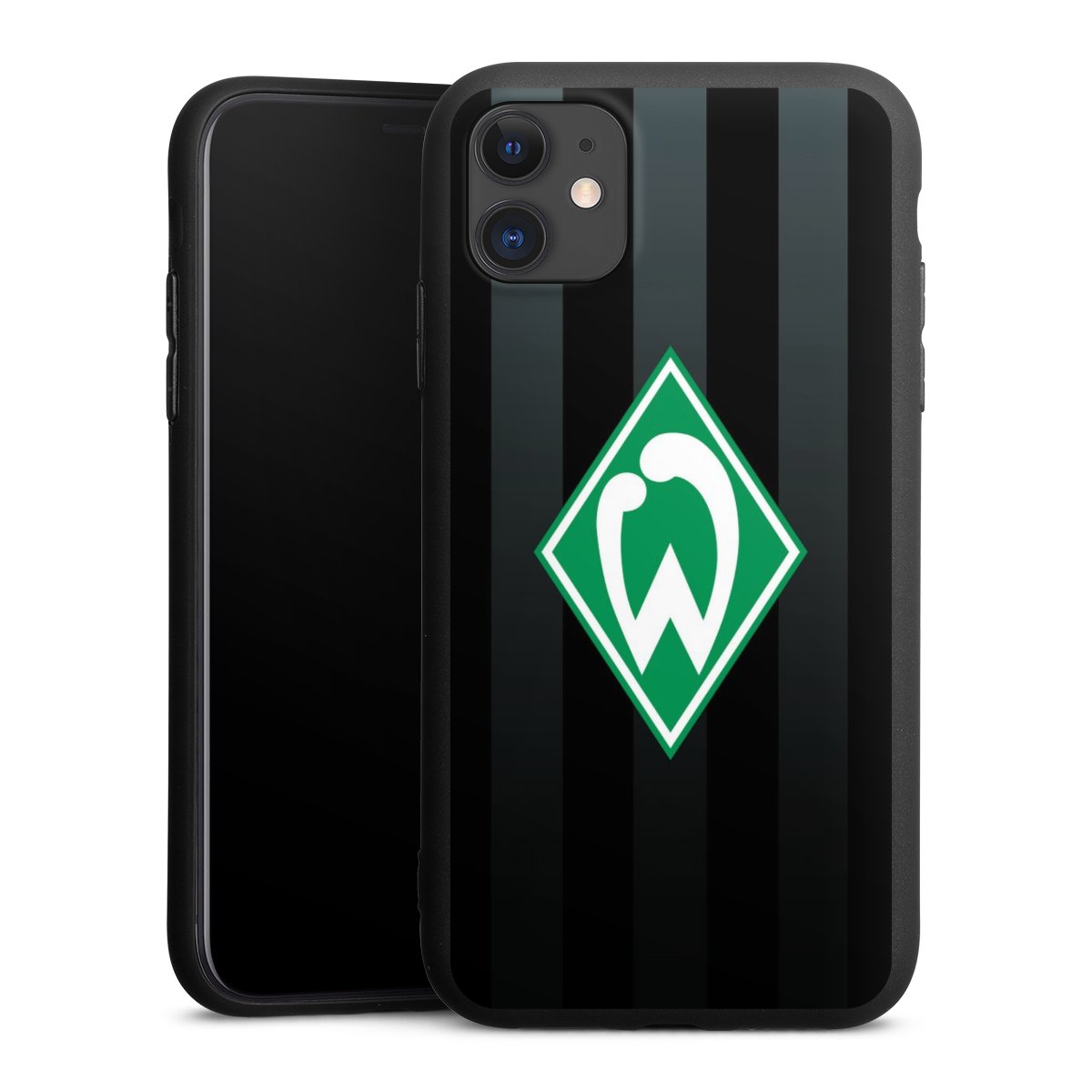 iPhone 11 Handy Premium Silikon Hülle Handyhülle schwarz Case Stripes Sv Werder Bremen Official Licensed Product Silikon Premium Case