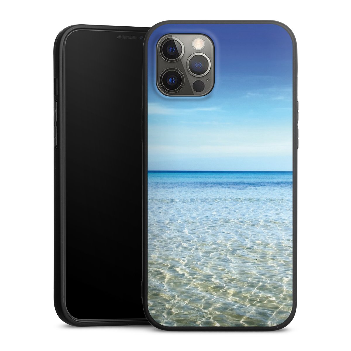 iPhone 12 Pro Max Handy Premium Silikon Hülle Handyhülle schwarz Case Urlaub Sky Ocean Silikon Premium Case