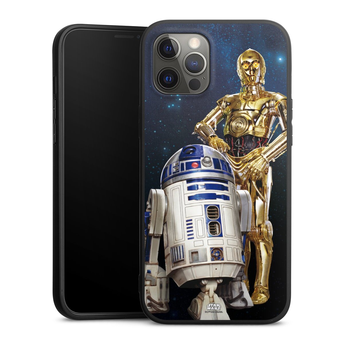 iPhone 12 Pro Max Handy Premium Silikon Hülle Handyhülle schwarz Case Weltall Star Wars R2d2 Silikon Premium Case