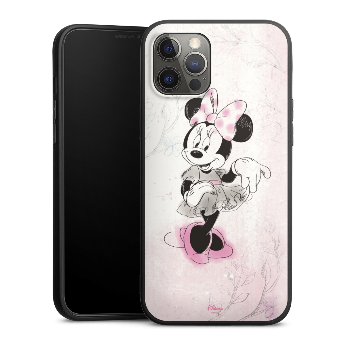 iPhone 12 Pro Max Handy Premium Silikon Hülle Handyhülle schwarz Case Disney Minnie Mouse Vintage Silikon Premium Case