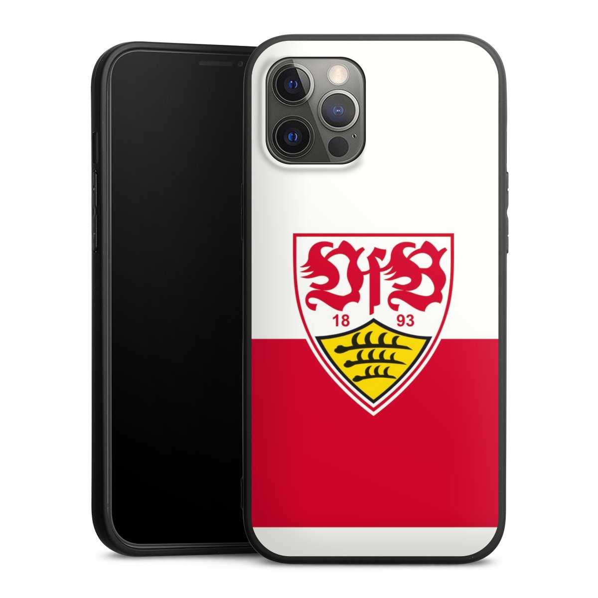 iPhone 12 Pro Max Handy Premium Silikon Hülle Handyhülle schwarz Case Official Licensed Product Logo Vfb Stuttgart Silikon Premium Case