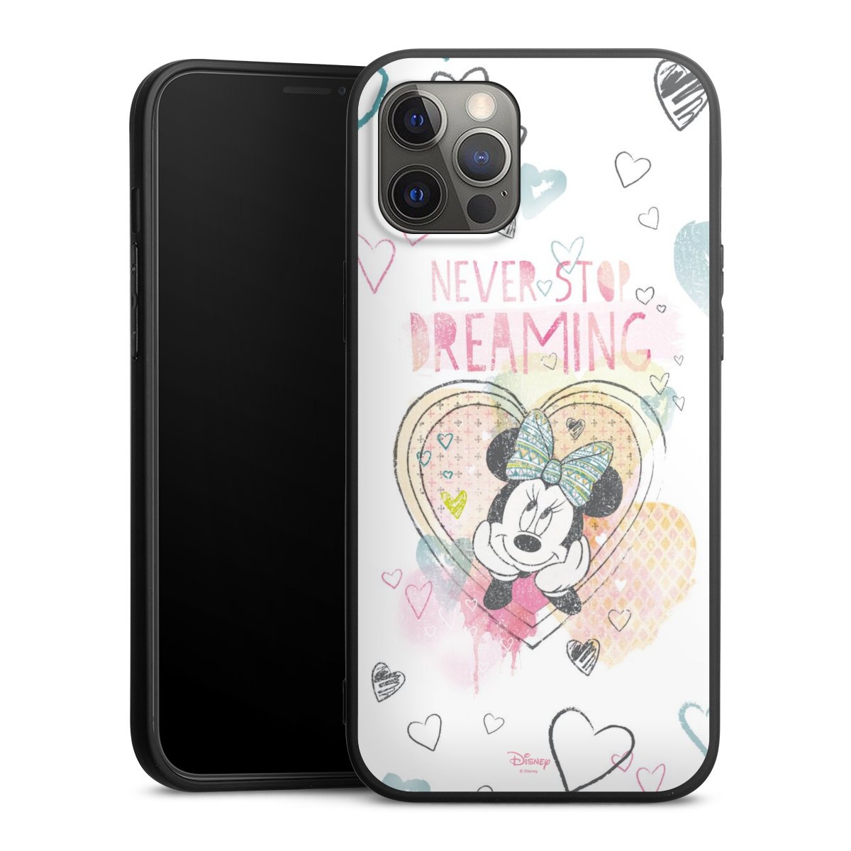 iPhone 12 Pro Max Handy Premium Silikon Hülle Handyhülle schwarz Case Disney Official Licensed Product Minnie Mouse Silikon Premium Case