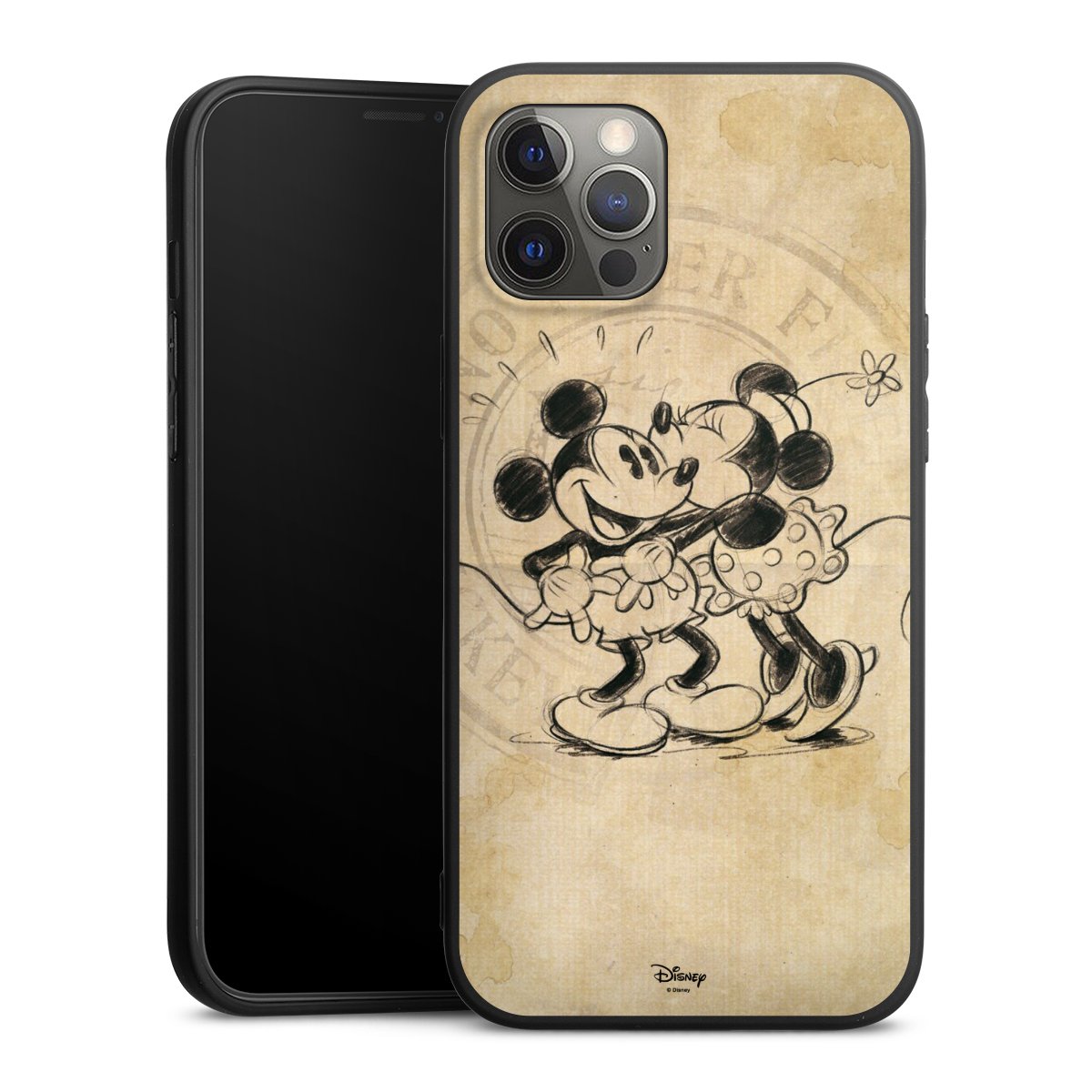 iPhone 12 Pro Max Handy Premium Silikon Hülle Handyhülle schwarz Case Mickey Mouse Vintage Minnie Mouse Silikon Premium Case