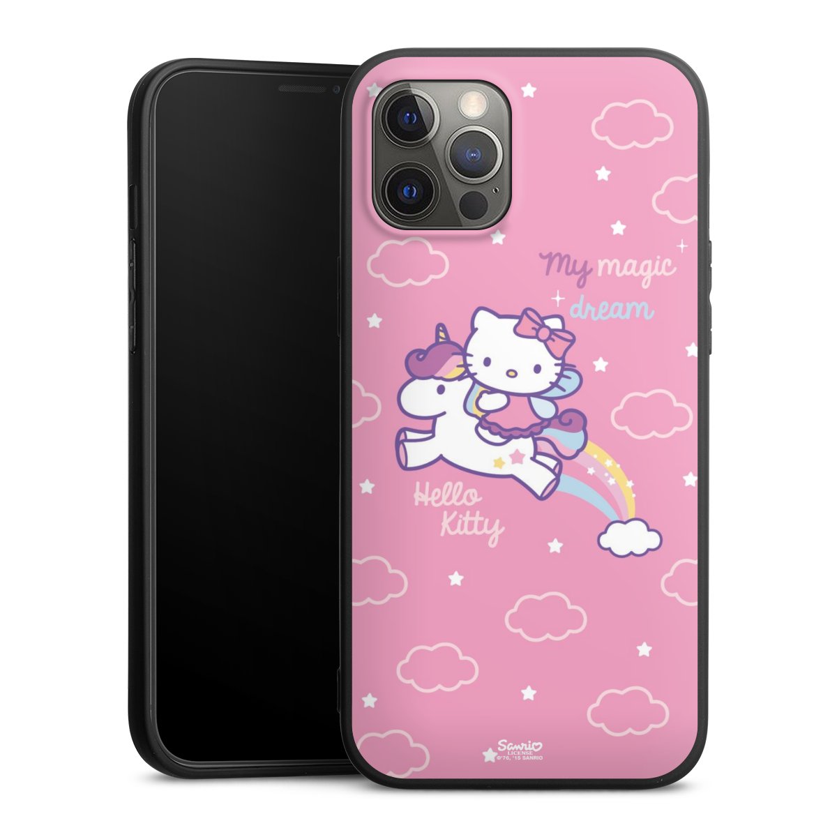 iPhone 12 Pro Max Handy Premium Silikon Hülle Handyhülle schwarz Case Einhorn Official Licensed Product Hello Kitty Silikon Premium Case