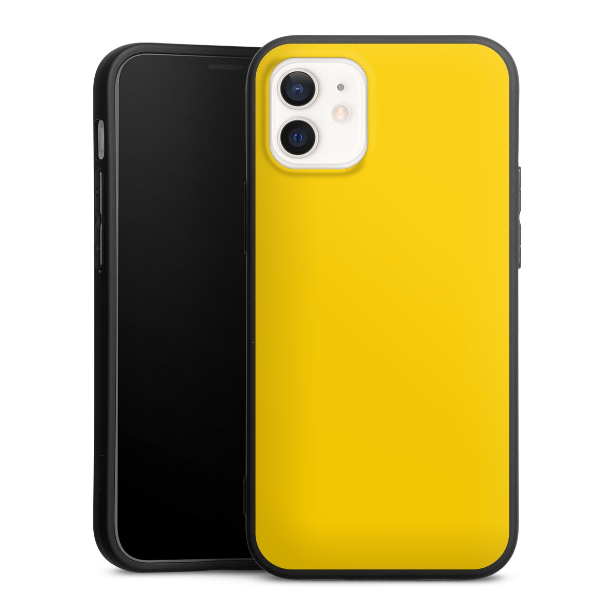 iPhone 12 mini Handy Premium Silikon Hülle Handyhülle schwarz Case Yellow Unicoloured Colour Silikon Premium Case