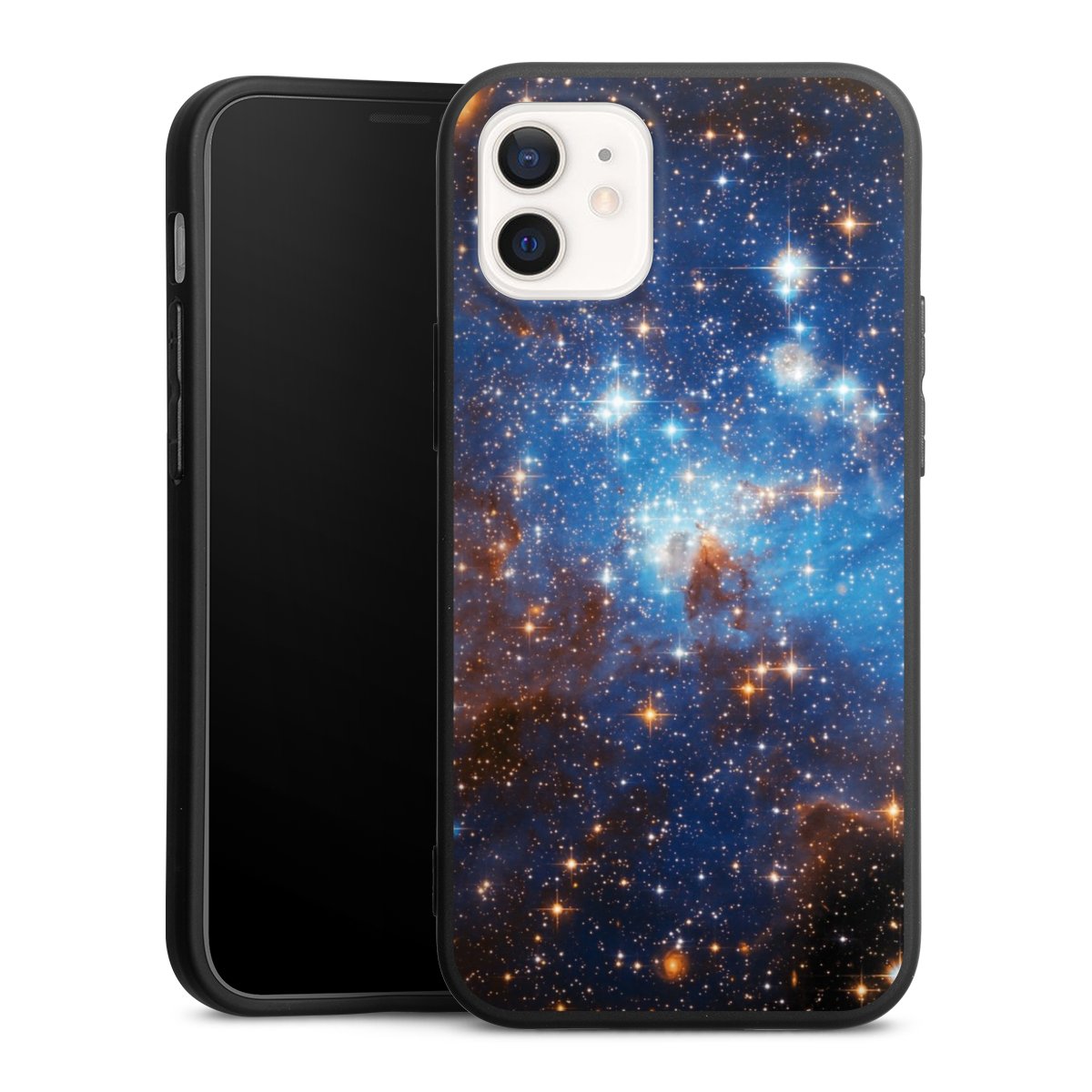 iPhone 12 mini Handy Premium Silikon Hülle Handyhülle schwarz Case Star Weltall Galaxy Silikon Premium Case