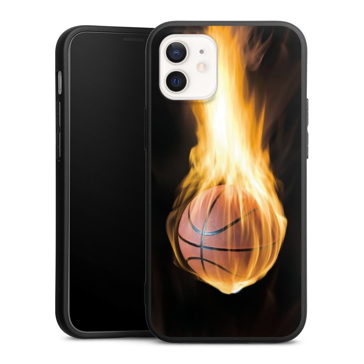 iPhone 12 mini Handy Premium Silikon Hülle Handyhülle schwarz Case Basketball Sports Fire Silikon Premium Case